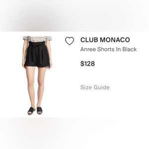 Club Monaco Linen Tie Bow Tummy Slimming Shorts, Size 4, Black